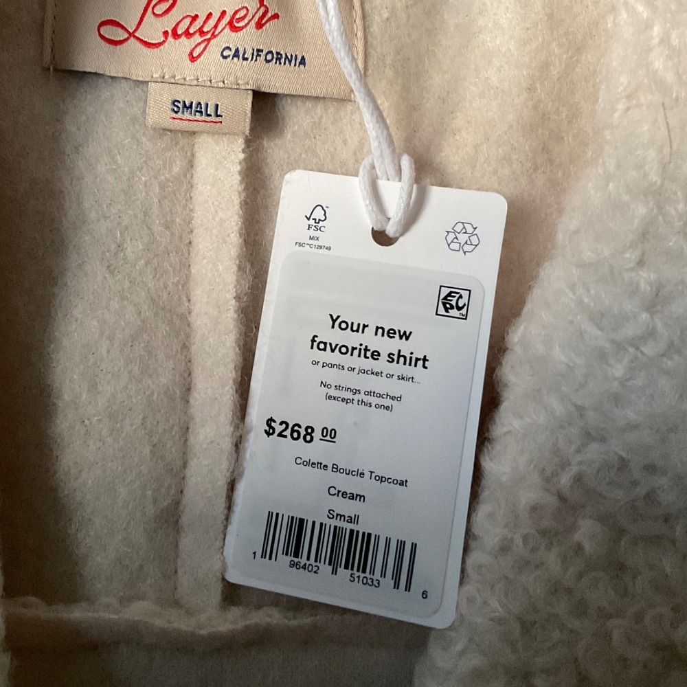 Marine Layer Colette Boucle Topcoat Cream Size Small New With Tags - Picture 10 of 11